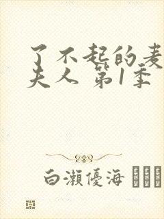 了不起的麦瑟尔夫人 第1季