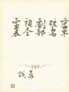 电视剧破密演员表全部名单