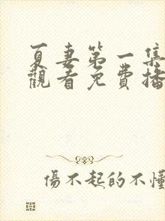 夏妻第一集在线观看免费播放电视剧