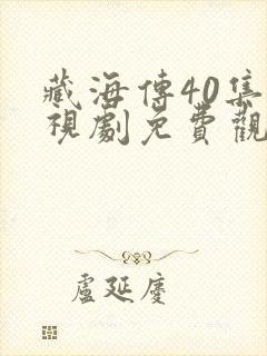 藏海传40集电视剧免费观看