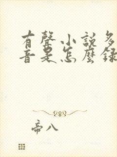 有声小说多人配音是怎么录制的