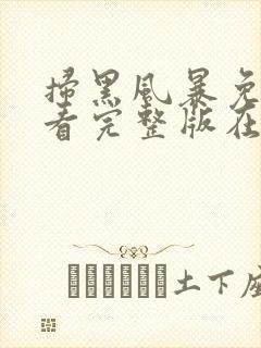 扫黑风暴免费观看完整版在线播放