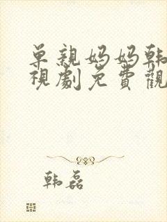 单亲妈妈韩剧电视剧免费观看全集封面