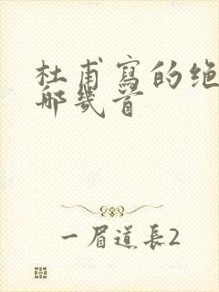 杜甫写的绝句有哪几首封面