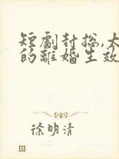 短剧封总,太太的离婚生效了封面