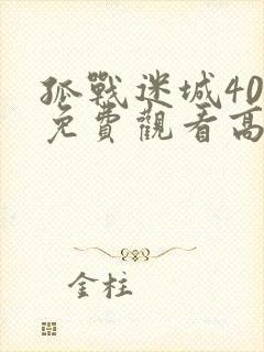 孤战迷城40集免费观看高清版最新封面