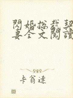 闪婚总裁契约甜妻全文阅读封面