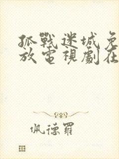 孤战迷城免费播放电视剧在线播放