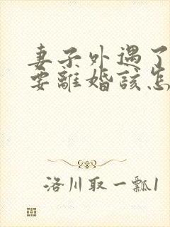 妻子外遇了老公要离婚该怎么挽回