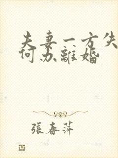 夫妻一方失踪如何办离婚封面