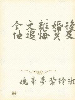 全文离婚后前夫他追悔莫及