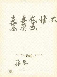 夫妻感情不好了怎么办