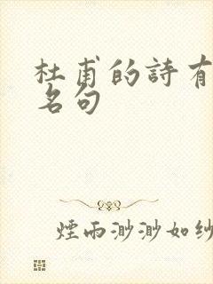 杜甫的诗有哪些名句