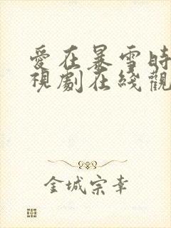 爱在暴雪时分电视剧在线观看免费