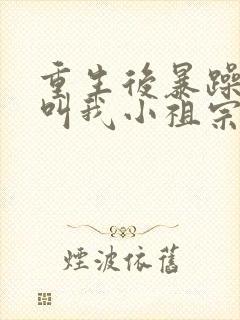 重生后暴躁大佬叫我小祖宗全文观看封面