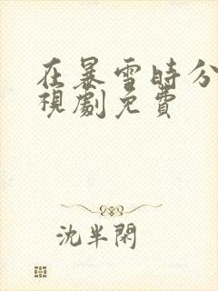 在暴雪时分的电视剧免费