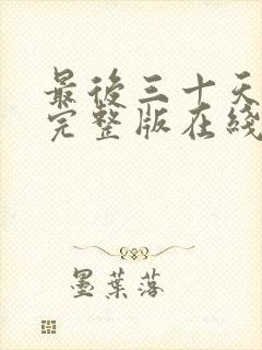 最后三十天电影完整版在线观看封面