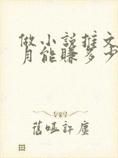 做小说推文一个月能赚多少封面