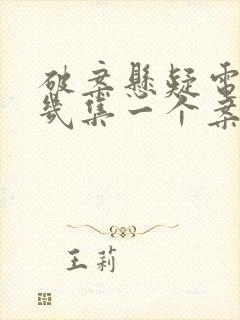 破案悬疑电视剧几集一个案子的