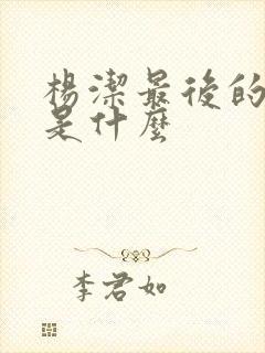 杨洁最后的结局是什么