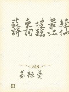 苏东坡最经典的诗词临江仙