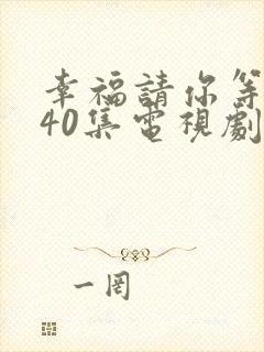 幸福请你等等我40集电视剧完整版