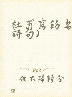 杜甫写的名句(诗句)