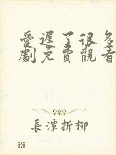 爱迟了很多年短剧免费观看全集