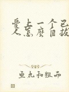 爱上一个已婚男人怎么自拔怎么办