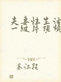 夫妻性生活黄色一级片视频