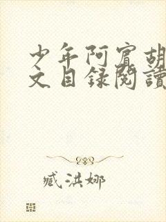 少年阿宾胡太全文目录阅读在线封面