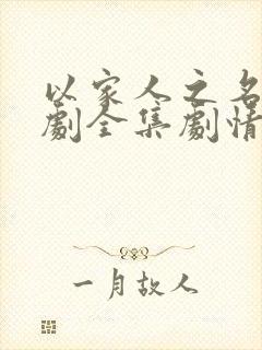 以家人之名电视剧全集剧情介绍封面