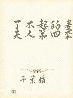 了不起的麦瑟尔夫人第四季 电视剧