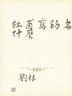 杜甫写的名句是什么