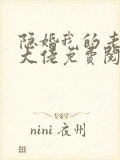 隐婚我的老公是大佬免费阅读全文封面