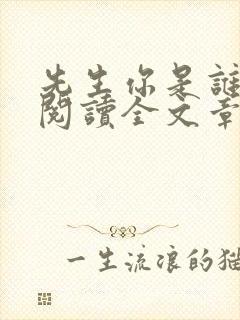 先生你是谁免费阅读全文章节