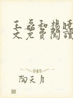 王磊和杨晓芬全文免费阅读小说后妈情深