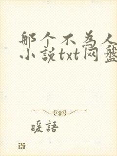 那个不为人知的小说txt网盘资源封面