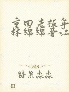 重回老板年少时林绵绵晋江封面