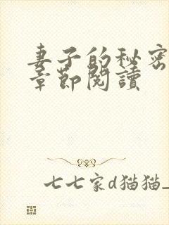 妻子的秘密最新章节阅读