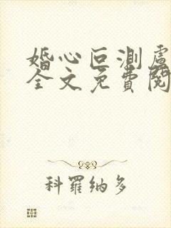 婚心叵测卢丹妮全文免费阅读小说