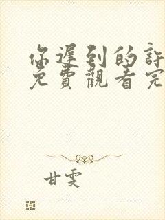 你迟到的许多年免费观看完整版