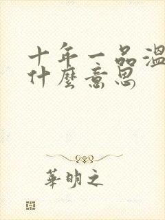 十年一品温如言什么意思封面