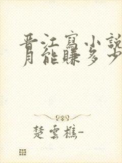 晋江写小说一个月能赚多少钱