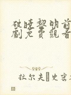 破晓黎明前电视剧免费观看完整版