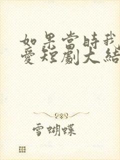 如果当时我说了爱短剧大结局封面