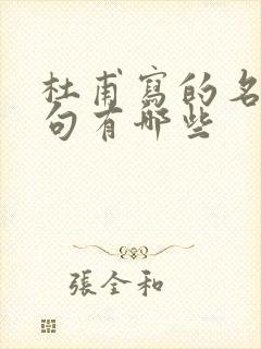 杜甫写的名诗名句有哪些