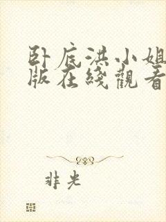 卧底洪小姐完整版在线观看免费封面