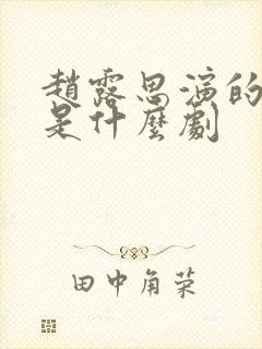 赵露思演的中医是什么剧