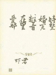 爱在离婚时短剧哪里看完整版